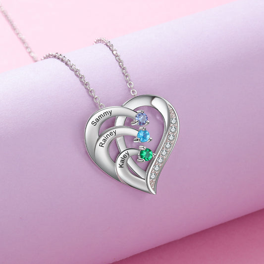 Abbey Personalized Sterling Silver mothers Necklace with child names
