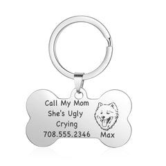 Personalized Stainless Steel Pet Collar Card Keychain