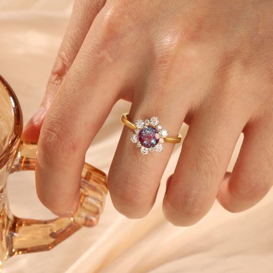 925 Sterling Silver Alexandrite Ring , gift idea for her