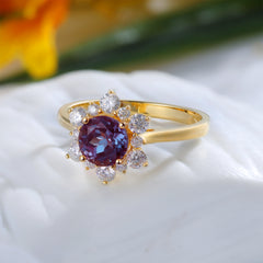 925 Sterling Silver Alexandrite Ring , gemstone jewelry for women 18k gold over silver ring