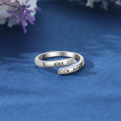 Custom Name Pet Paw Ring personalized and engraved adjustable size