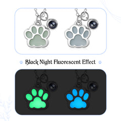 Custom Photo Projection Dog Paw Necklace