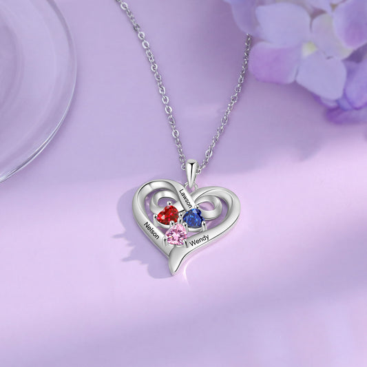 Infinity love Sterling silver mothers necklace with child birthstones