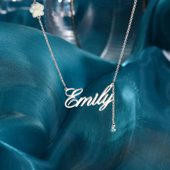 Personalized Rhodium Plated Paw Name Necklace