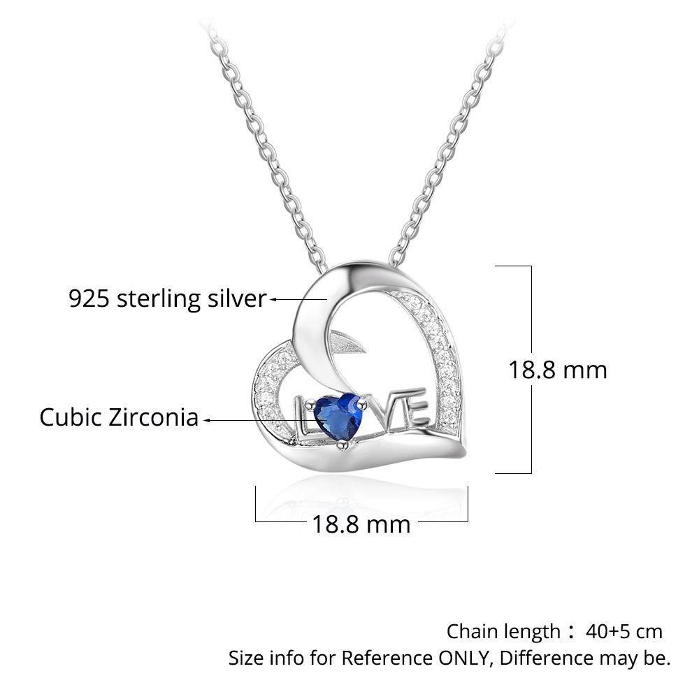 Blue Sapphire Heart Necklace Sterling Silver September 