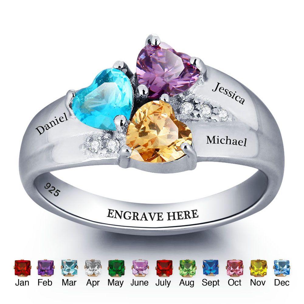 mothers ring with 3 birthstones