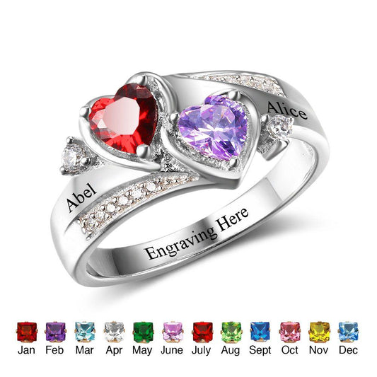 birthstone ring with 2 gemstones