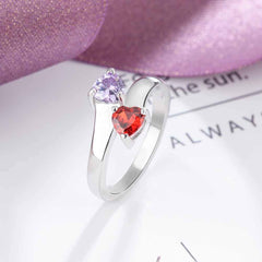 Personalized Name ring with 2 birthstones