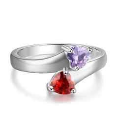 Personalized Name ring with 2 birthstones