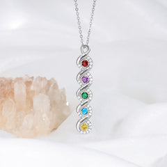 Personalized sterling silver elegant designer necklace with birthstones and child names