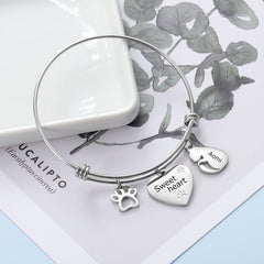 Custom Stainless Steel Pet Bangle Bracelet personalized and engraved with names or initials