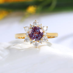 925 Sterling Silver Alexandrite Ring , gemstone jewelry for women 18k gold over silver ring