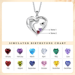 Custom Pet Dog or Cat personalized engraved Heart Necklace with birthstone