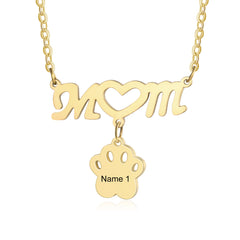 Personalized engraved Name Pet Paw necklace