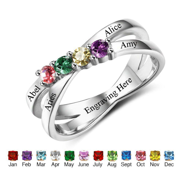 mothers ring with 4 birthstones