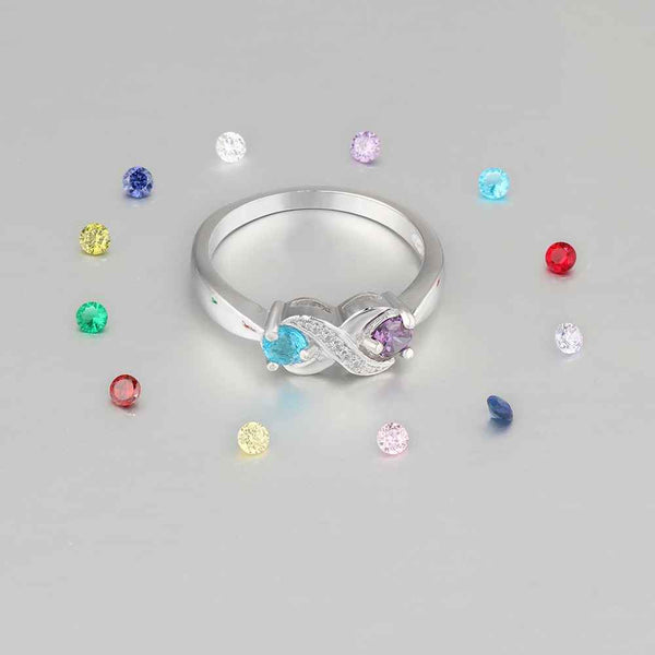 sterling silver ring with 12 birthstones