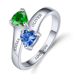 dual birthstone ring for her